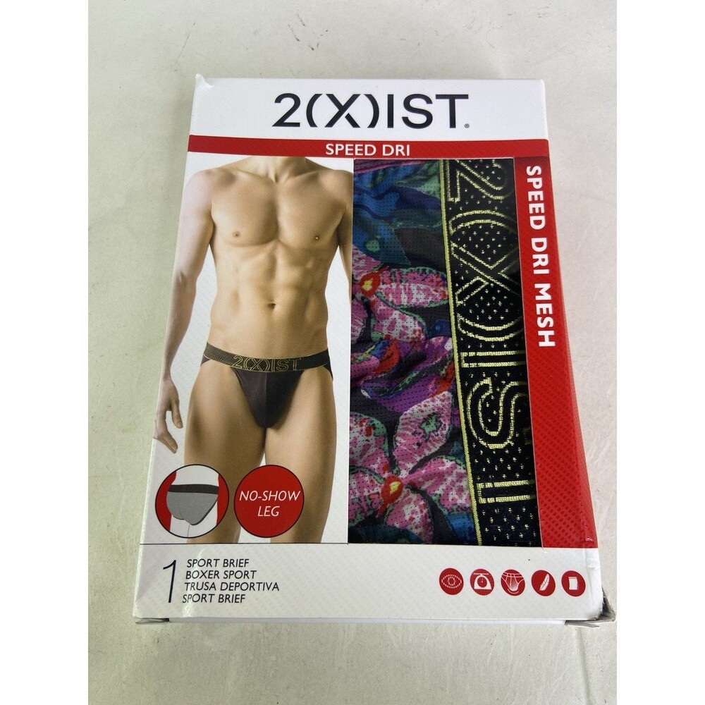 2xist Speed Dri Mesh Sport Brief No Show Underwear Multicolor Floral Mens Size M